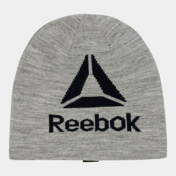 Reebok Men's Beanie Hat Gray Blue One Size Reversible Big Logo Knit Warm MSRP$30 - Picture 2 of 7